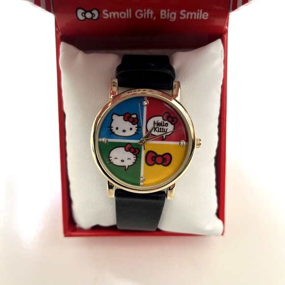 HELLO KITTY Sanrio Quartz Watch Gold Tone Multicolor Dial NIB Rhinestone Analog - Picture 5 of 7